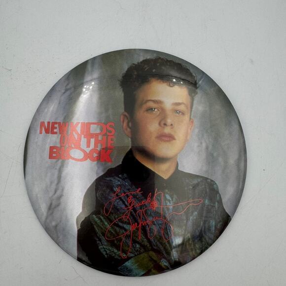 New Kids On The Block Joey McIntyre 7” Vintage Fan Pinback Button 1980s Pop - Picture 1 of 4